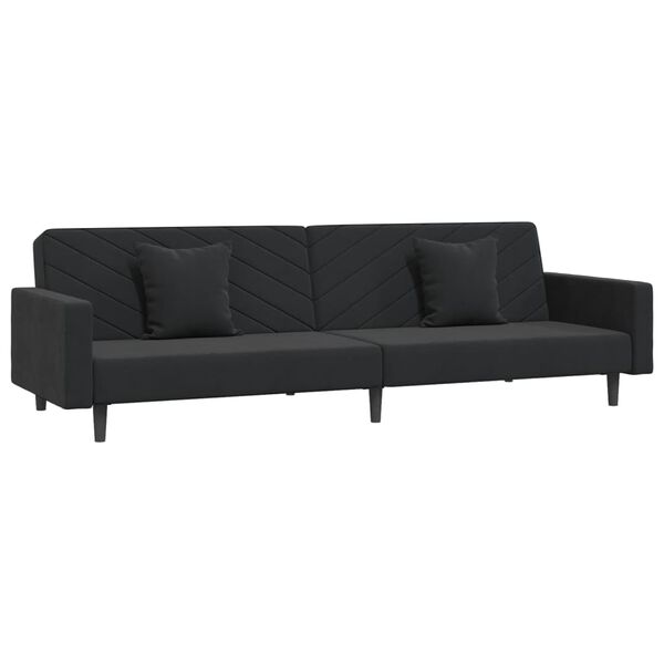vidaXL Schlafsofa 2-Sitzer mit 2 Kissen Schwarz Samt