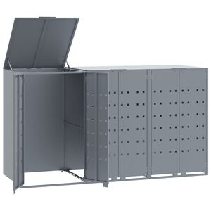 vidaXL M&uuml;lltonnenbox f&uuml;r 3 Tonnen Grau 207x79x117 cm Stahl