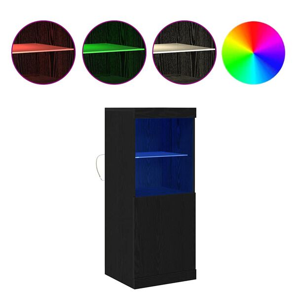 vidaXL LED-Sideboard Schwarz Eichen-Optik 41 x 37 x 100 cm