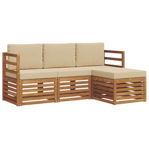 vidaXL Outdoor-Sofagarnitur 4 pcs Natur und Beige Massivholz Akazie