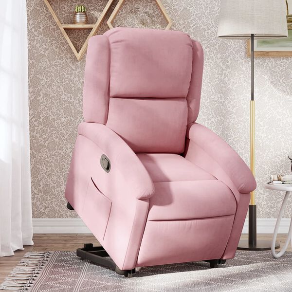 vidaXL Relaxsessel mit Aufstehhilfe Rosa Samt