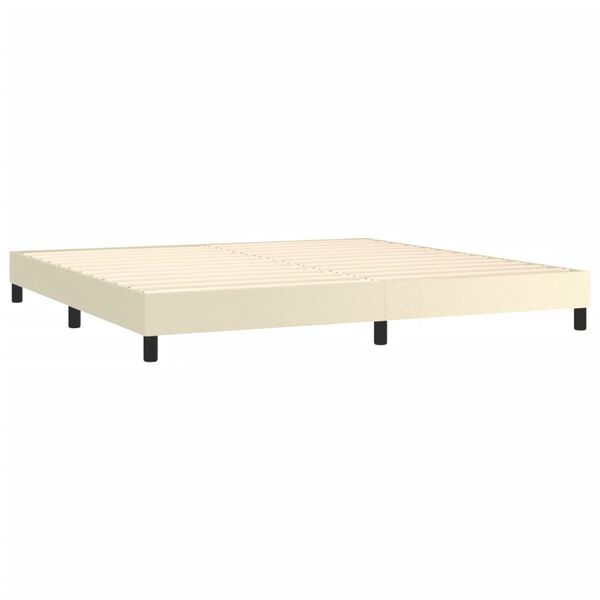 vidaXL Boxspringbett mit Matratze Creme 200x200 cm Kunstleder