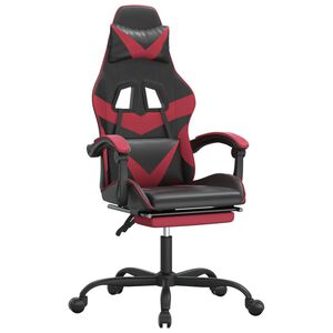 vidaXL Gaming-Stuhl mit Fu&szlig;st&uuml;tze Drehbar Schwarz & Weinrot Kunstleder