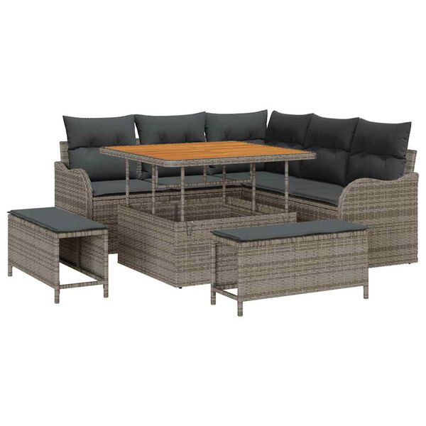 vidaXL Garten-Sofa-Set 8 pcs Grau Poly-Rattan