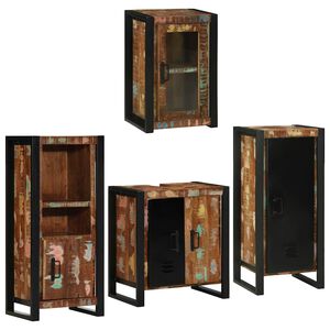 vidaXL Badezimmerm&ouml;bel-Set 4 Stk. Mehrfarbig Massives Altholz