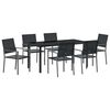 vidaXL Garten Essgruppe 7 pcs Schwarz PE-Rattan