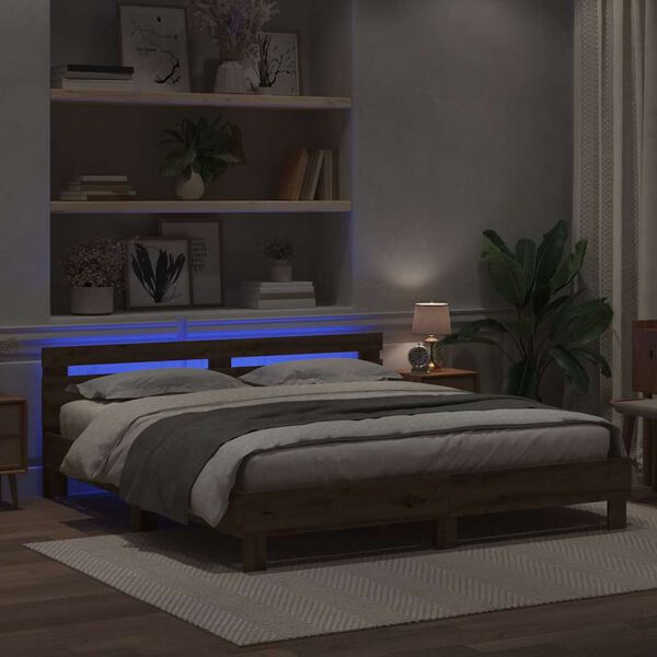 vidaXL Bettgestell Artisan-Eiche 200 x 200 cm Holzwerkstoff