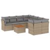 vidaXL 9-tlg. Garten-Sofagarnitur mit Kissen Beige Poly Rattan