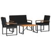 vidaXL Gartenm&ouml;bel-Set mit Kissen 4 Stk. Schwarz Poly-Rattan
