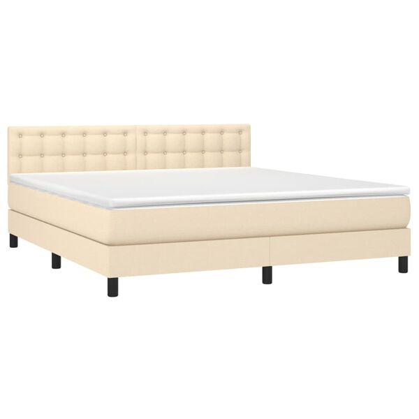 vidaXL Boxspringbett mit Matratze & LED Creme 160x200 cm Stoff