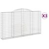 vidaXL Gabionen mit Hochbogen 3 Stk. 300x30x160/180cm Verzinktes Eisen