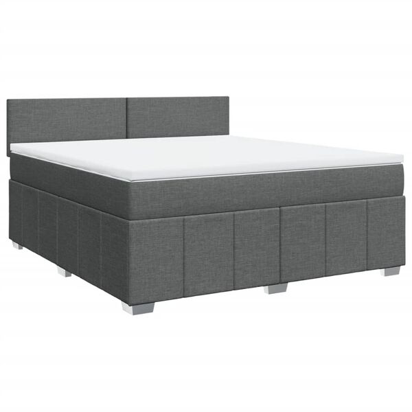 vidaXL Boxspringbett mit Matratze Dunkelgrau 180x200 cm Stoff