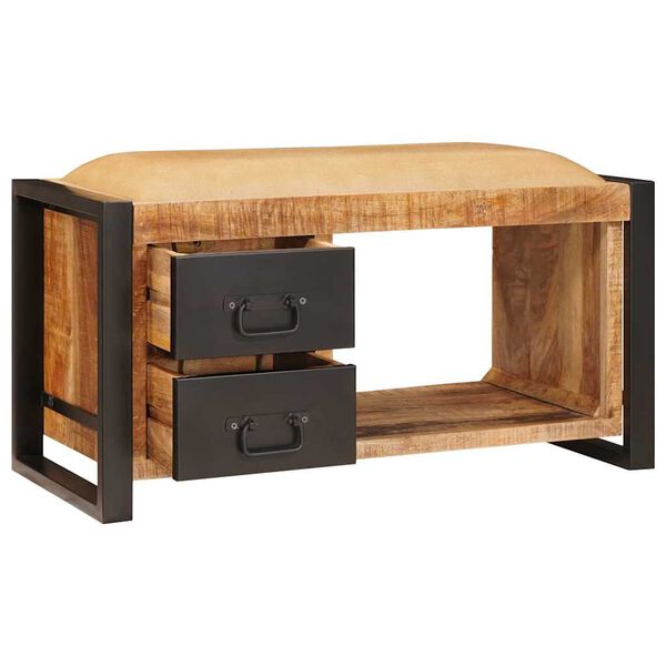 vidaXL Sitzbank mit Schubladen Braun 80 x 35 x 40 cm Massivholz Mango