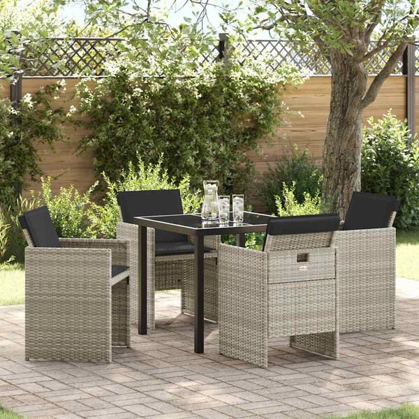 vidaXL Garten Essgruppe 5 pcs Hellgrau Poly-Rattan