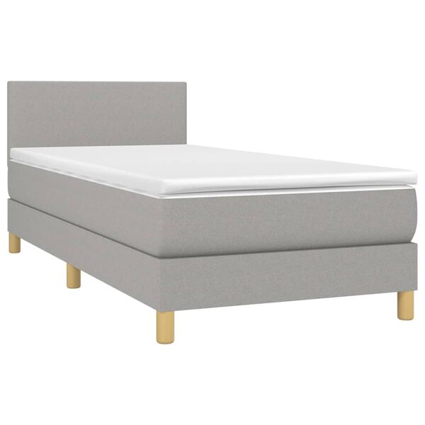 vidaXL Boxspringbett mit Matratze Hellgrau 90x200 cm Stoff