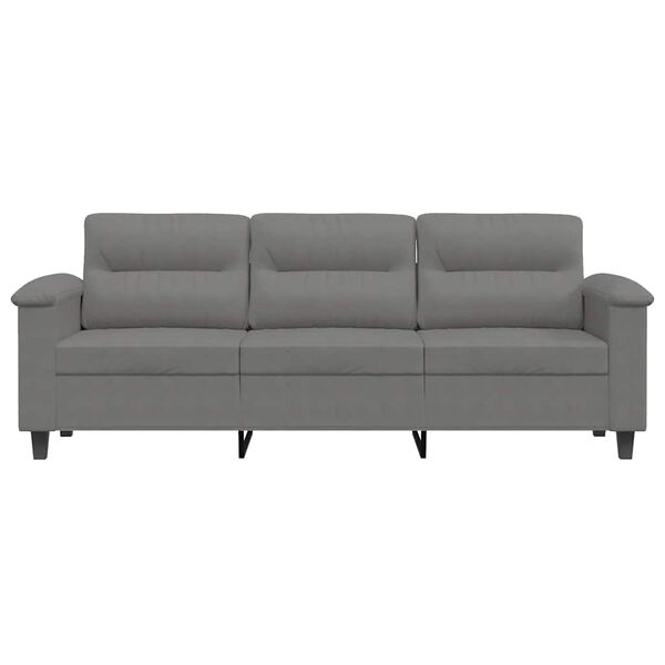 vidaXL 3-Sitzer-Sofa Dunkelgrau 180 cm Mikrofasergewebe