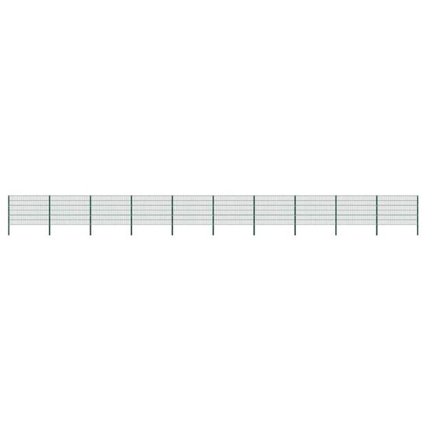 vidaXL Zaunelement mit Pfosten Eisen 1730 x 120 cm Gr&uuml;n