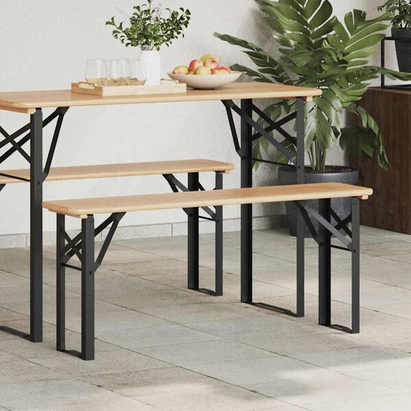 vidaXL Bierbankbeine Schwarz Pulverbeschichteter Stahl