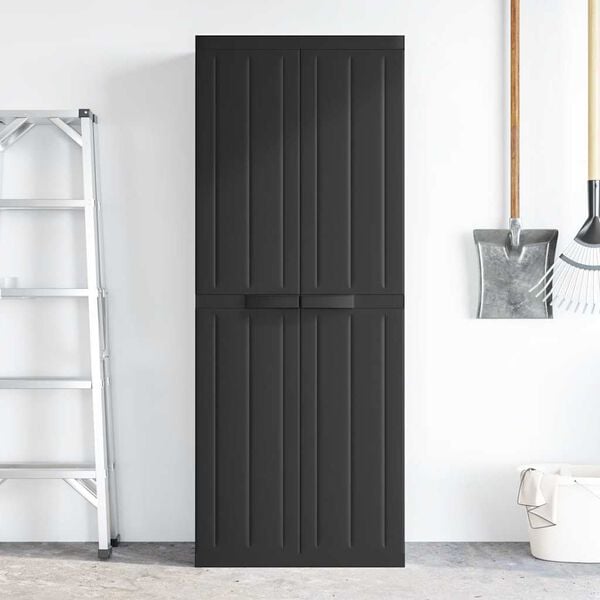 vidaXL Gartenschrank Schwarz 65x37x165 cm PP