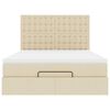 vidaXL Ottoman-Bett mit Matratze & LEDs Creme 140x190 cm Stoff