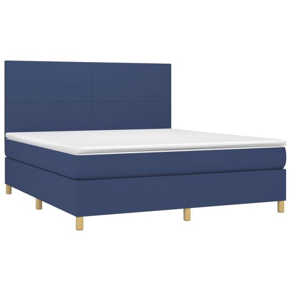 vidaXL Boxspringbett mit Matratze & LED Blau 180x200 cm Stoff