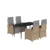 vidaXL 5-tlg. Garten-Essgruppe mit Kissen Beige Poly Rattan