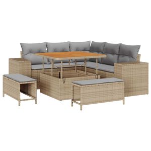 vidaXL Gartensofa-set mit Kissen 8 pcs Beige Poly-Rattan