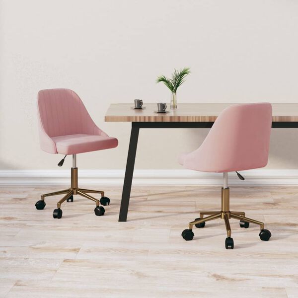 vidaXL Esszimmerst&uuml;hle 2 Stk. Drehbar Rosa Samt