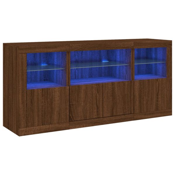 vidaXL Sideboard mit LED-Leuchten Braun Eichen-Optik 142,5x37x67 cm