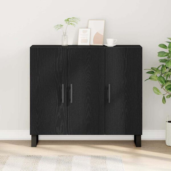vidaXL Sideboard Schwarz Eichen-Optik 90 x 34 x 80 cm Holzwerkstoff