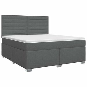vidaXL Boxspringbett mit Matratze Dunkelgrau 140 x 200 cm Stoff