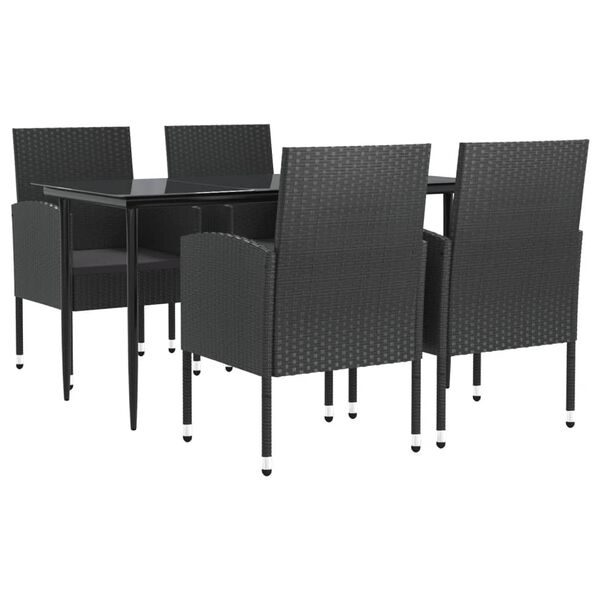 vidaXL 5-tlg. Garten-Essgruppe Schwarz Poly Rattan und Stahl