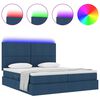 vidaXL Bett mit LED-Lichtleisten mit Kopfteil Blau 180 x 200 cm Stoff
