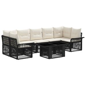 vidaXL Gartensofa-set 8 stk. Schwarz und Cremewei&szlig; Poly-Rattan