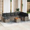 vidaXL Gartensofa-set mit Kissen mit Speicher 9 pcs Grau Poly-Rattan