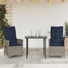 vidaXL Gartenst&uuml;hle Verstellbar 2 Stk. mit Kissen Grau Poly Rattan