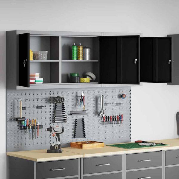 vidaXL Werkzeugschrank-Set 5 pcs Schwarz Pulverbeschichteter Stahl