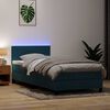vidaXL Boxspringbett mit Matratze & LED Dunkelblau 100x210 cm Samt