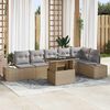 vidaXL Garten-Sofa-Set mit Speicher 7 pcs Beige Poly Rattan