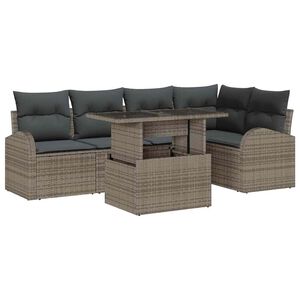 vidaXL Gartensofa-set mit Speicher mit Kissen 6 pcs Grau Poly-Rattan