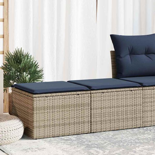 vidaXL 2-tlg. Garten-Sofagarnitur mit Kissen Grau Poly Rattan Akazie