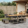 vidaXL 11-tlg. Garten-Essgruppe mit Kissen Grau Poly Rattan