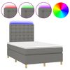 vidaXL Boxspringbett mit Matratze & LED Dunkelgrau 120x200 cm Stoff