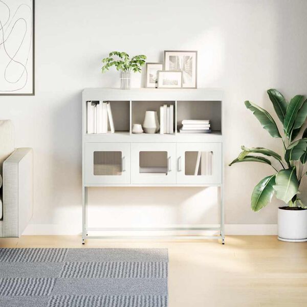 vidaXL Sideboard Weiß 100,5x39x107 cm Kaltgewalzter Stahl