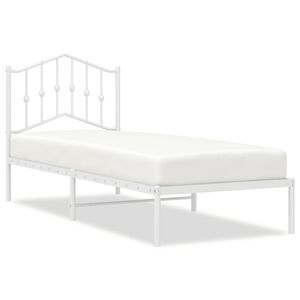 vidaXL Metallbett ohne Matratze mit Kopfteil Wei&szlig; 75x190 cm