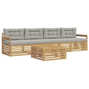 vidaXL Outdoor-Sofagarnitur 5 pcs Wei&szlig; und Hellgrau Massivholz Akazie