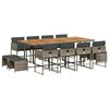 vidaXL 13-tlg. Garten-Essgruppe mit Kissen Grau Poly Rattan