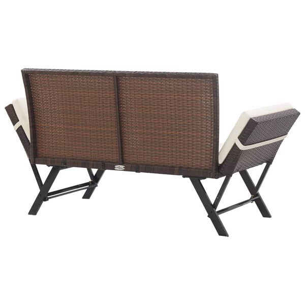 vidaXL Gartenbank mit Auflagen 176 cm Braun Poly Rattan