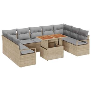 vidaXL Garten-Sofa-Set mit Kissen 10 pcs Beige und Grau