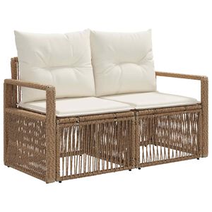 vidaXL Garten-Sofa 2-Sitzanzahl Beige Poly-Rattan